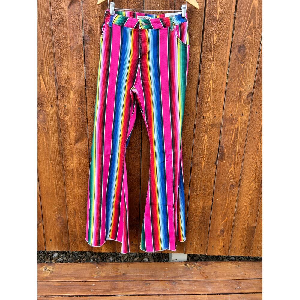 Ranch Dress’n super flare jeans in vibrant serape stripe print.